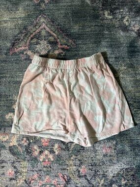 Grayson Threads Women’s Pink Heart Tie-Dye Sleep Shorts with Faux Button Front